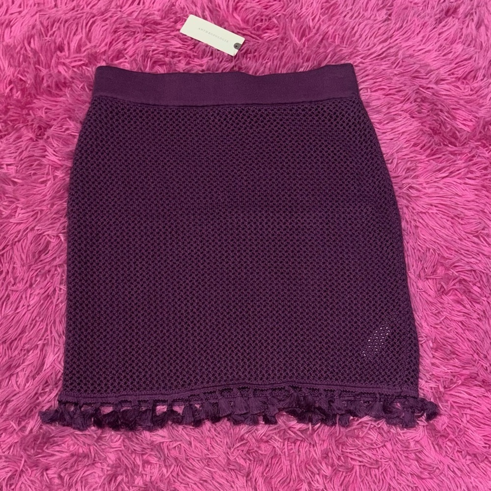Anthropologie Celandine Crochet Tassel Cotton Mini Skirt Women Size XS